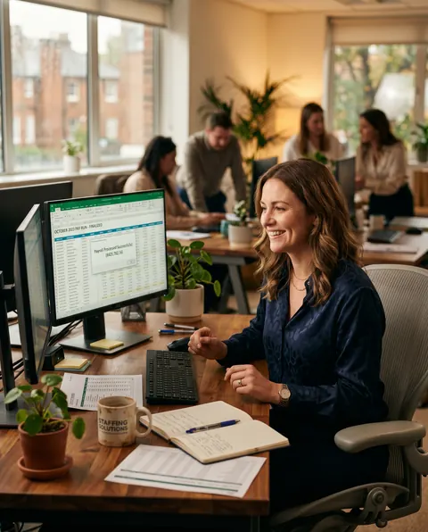 A payroll administrator reviewing a pay run